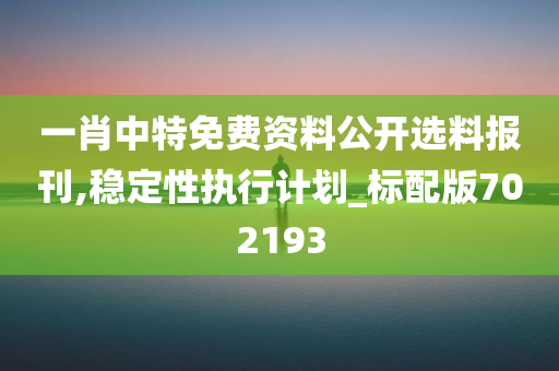 一肖中特免费资料公开选料报刊,稳定性执行计划_标配版702193