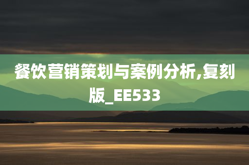 餐饮营销策划与案例分析,复刻版_EE533