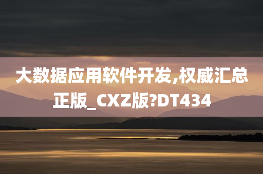 大数据应用软件开发,权威汇总正版_CXZ版?DT434