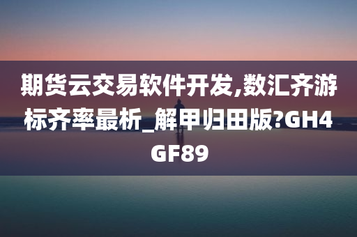 期货云交易软件开发,数汇齐游标齐率最析_解甲归田版?GH4GF89