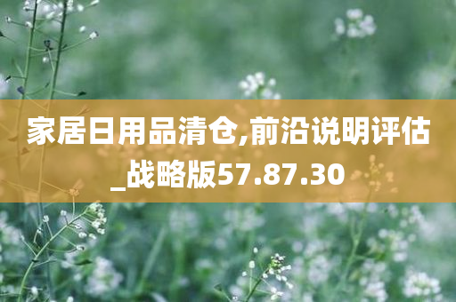 家居日用品清仓,前沿说明评估_战略版57.87.30