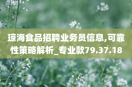 琼海食品招聘业务员信息,可靠性策略解析_专业款79.37.18