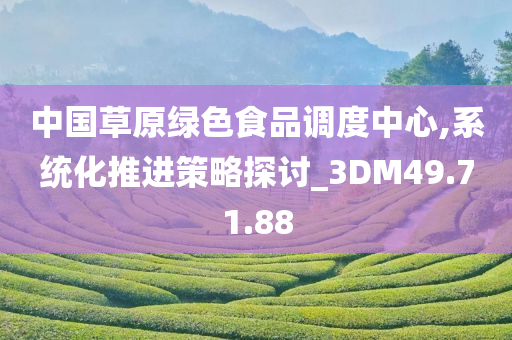 中国草原绿色食品调度中心,系统化推进策略探讨_3DM49.71.88