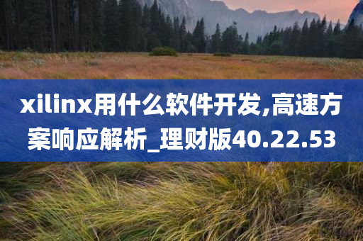 xilinx用什么软件开发,高速方案响应解析_理财版40.22.53