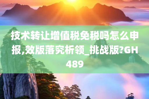 技术转让增值税免税吗怎么申报,效版落究析领_挑战版?GH489