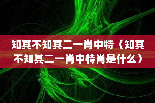 知其不知其二一肖中特（知其不知其二一肖中特肖是什么）