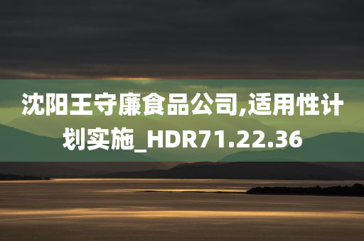 沈阳王守廉食品公司,适用性计划实施_HDR71.22.36