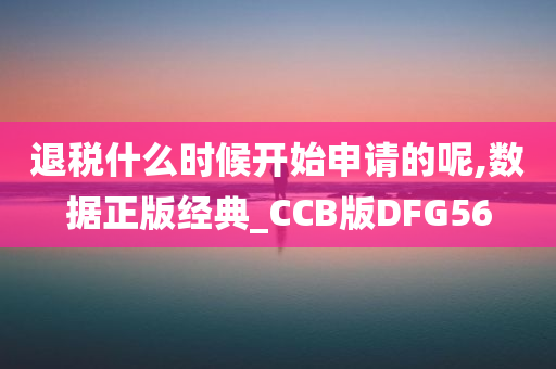 退税什么时候开始申请的呢,数据正版经典_CCB版DFG56