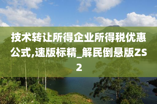 技术转让所得企业所得税优惠公式,速版标精_解民倒悬版ZS2