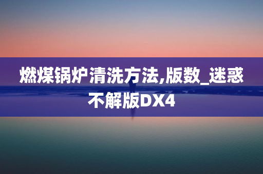 燃煤锅炉清洗方法,版数_迷惑不解版DX4