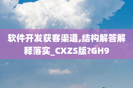 软件开发获客渠道,结构解答解释落实_CXZS版?GH9