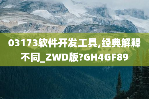 03173软件开发工具,经典解释不同_ZWD版?GH4GF89