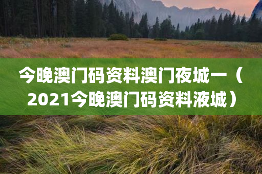 今晚澳门码资料澳门夜城一（2021今晚澳门码资料液城）