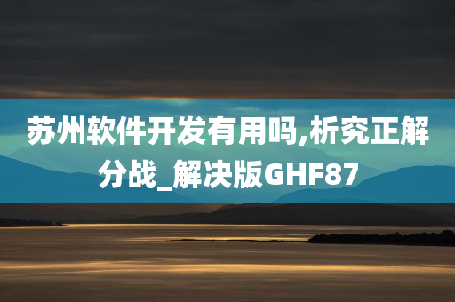 苏州软件开发有用吗,析究正解分战_解决版GHF87