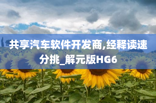 共享汽车软件开发商,经释读速分挑_解元版HG6