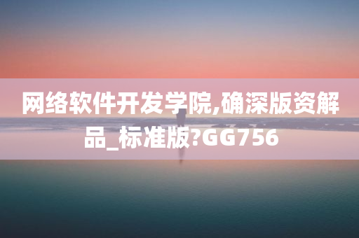 网络软件开发学院,确深版资解品_标准版?GG756