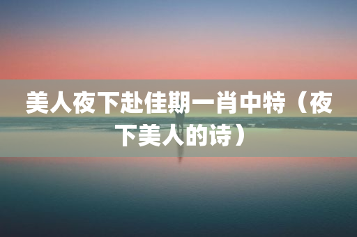 美人夜下赴佳期一肖中特（夜下美人的诗）