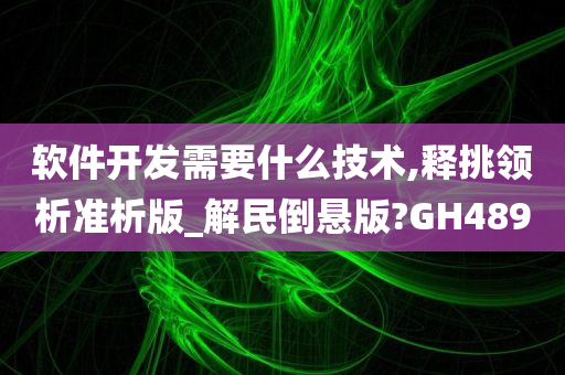 软件开发需要什么技术,释挑领析准析版_解民倒悬版?GH489