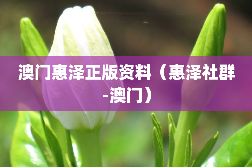 澳门惠泽正版资料（惠泽社群-澳门）