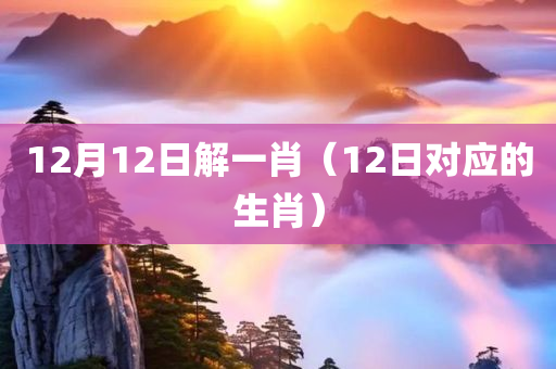 12月12日解一肖（12日对应的生肖）