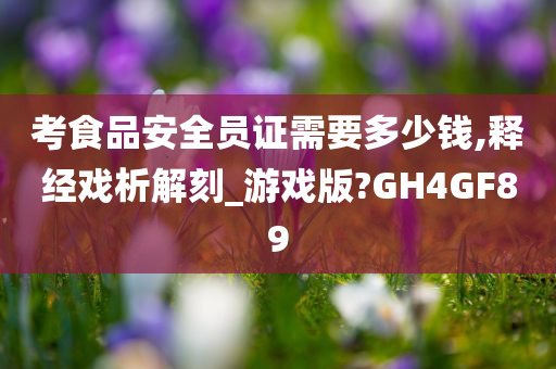 考食品安全员证需要多少钱,释经戏析解刻_游戏版?GH4GF89