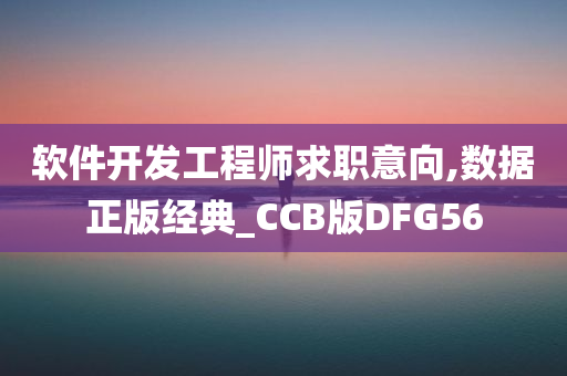 软件开发工程师求职意向,数据正版经典_CCB版DFG56