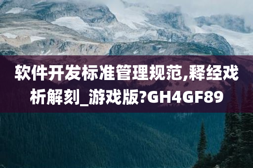 软件开发标准管理规范,释经戏析解刻_游戏版?GH4GF89