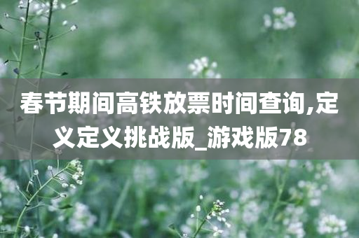 春节期间高铁放票时间查询,定义定义挑战版_游戏版78