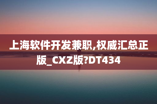 上海软件开发兼职,权威汇总正版_CXZ版?DT434