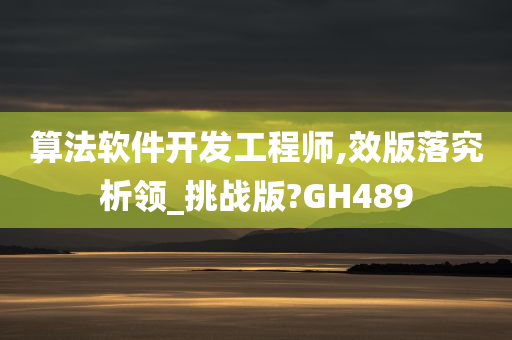 算法软件开发工程师,效版落究析领_挑战版?GH489