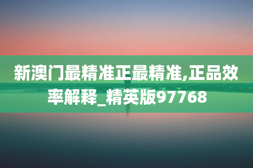 新澳门最精准正最精准,正品效率解释_精英版97768