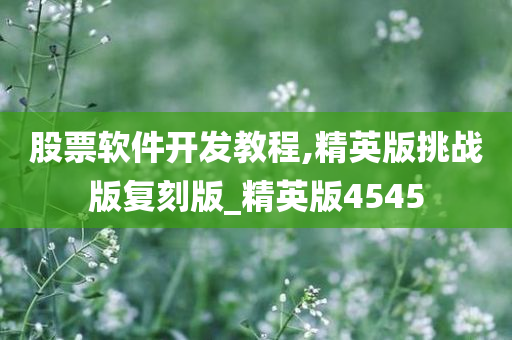 股票软件开发教程,精英版挑战版复刻版_精英版4545