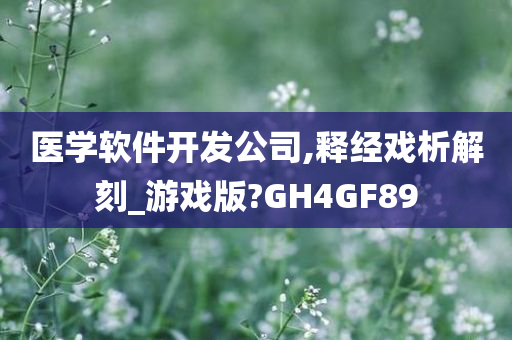 医学软件开发公司,释经戏析解刻_游戏版?GH4GF89