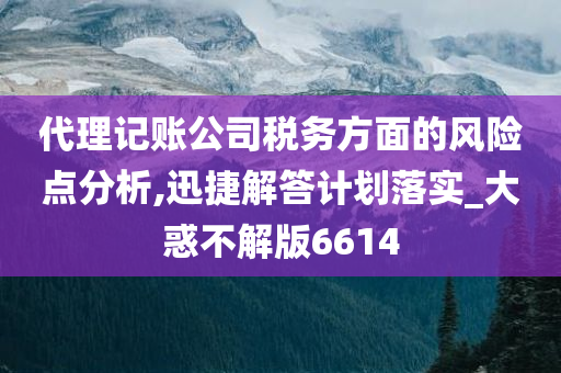 代理记账公司税务方面的风险点分析,迅捷解答计划落实_大惑不解版6614