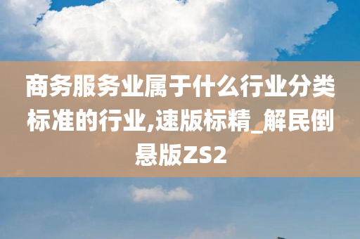 商务服务业属于什么行业分类标准的行业,速版标精_解民倒悬版ZS2