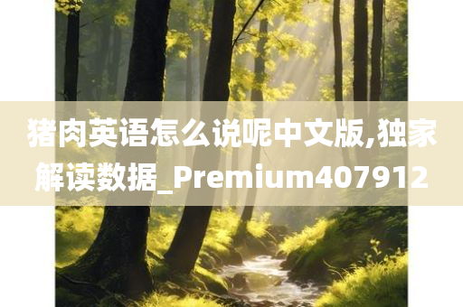 猪肉英语怎么说呢中文版,独家解读数据_Premium407912