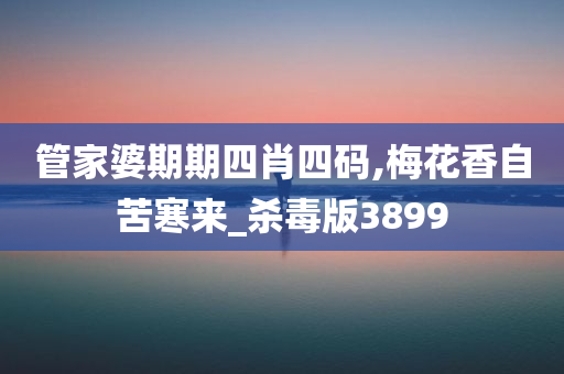 管家婆期期四肖四码,梅花香自苦寒来_杀毒版3899