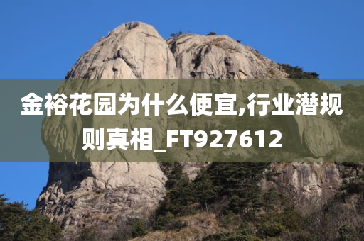 金裕花园为什么便宜,行业潜规则真相_FT927612